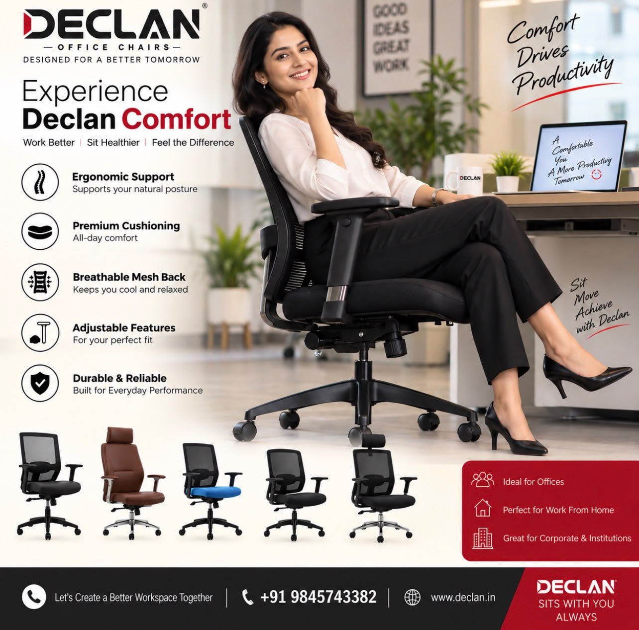 Declan ergonomic mesh office chair – best office chair manufacturer in Bangalore