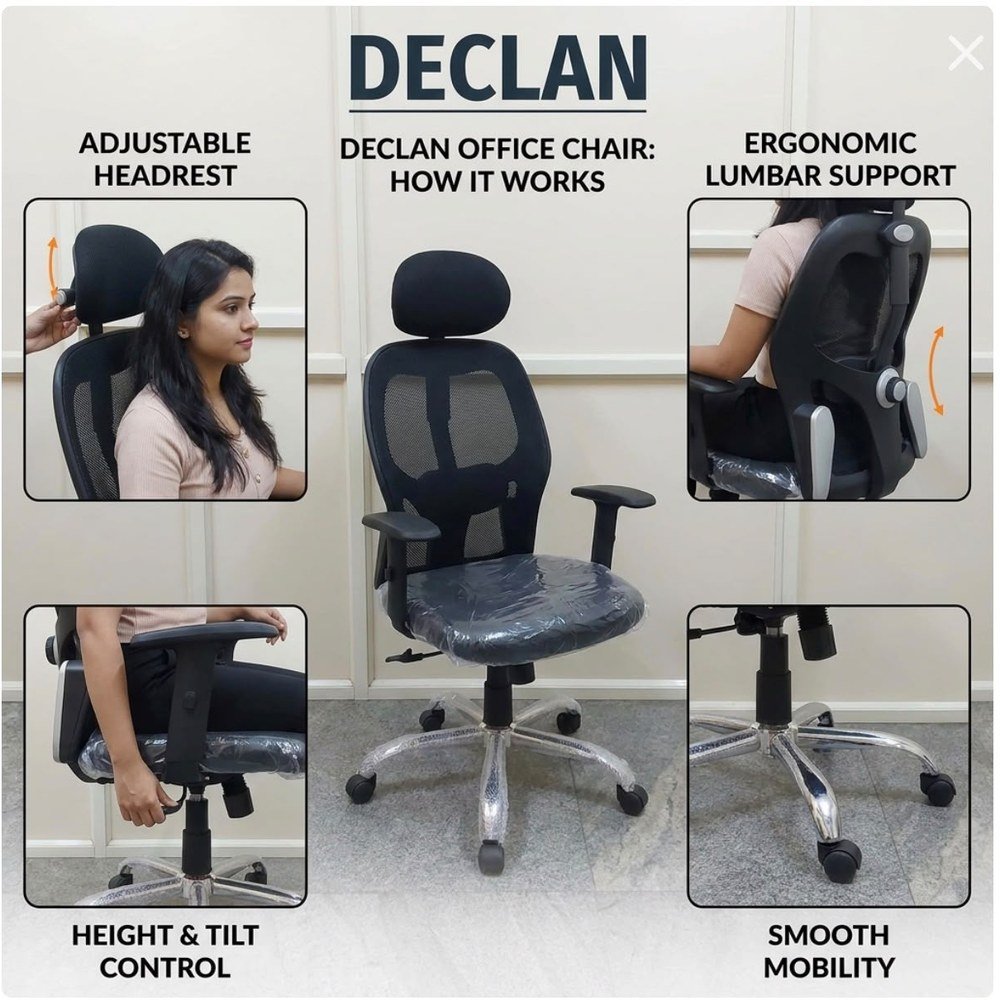 Declan office chair adjustable features