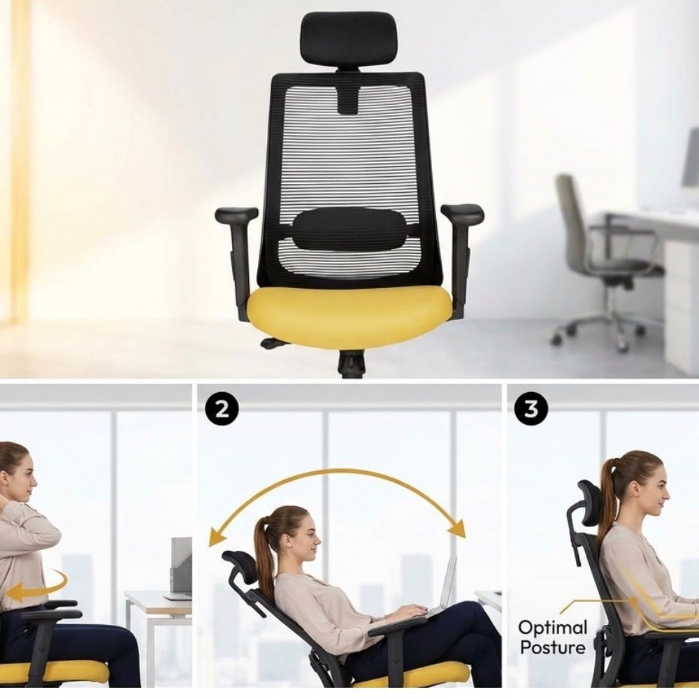 Declan ergonomic chair with adjustable headrest