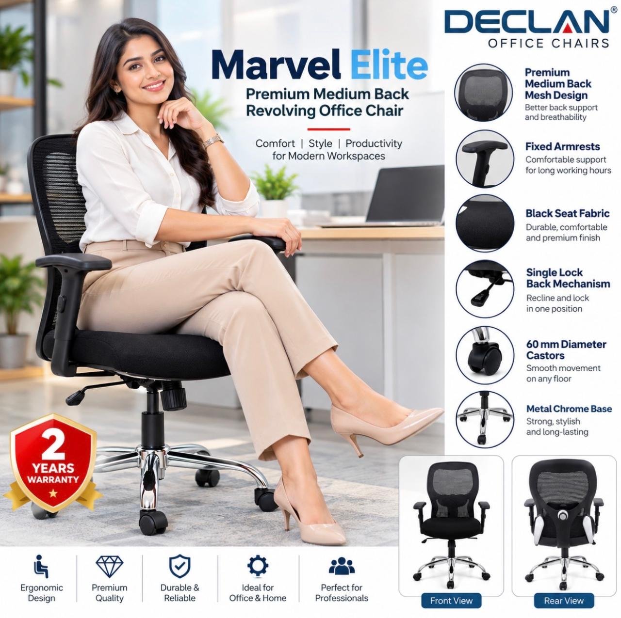 Declan Marvel Elite premium medium back mesh revolving office chair