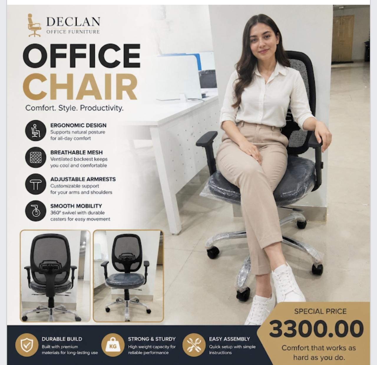Declan ergonomic mesh office chair at special price ₹3,300 in Bangalore